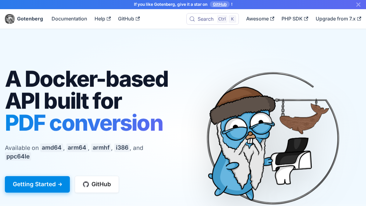 gotenberg.dev 官网首页截图
