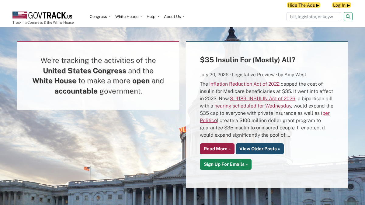 govtrack.us 官网首页截图