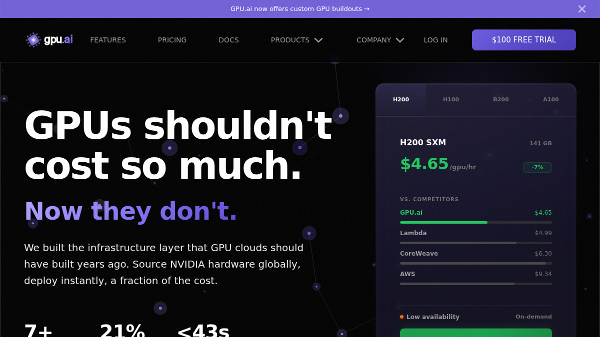 gpu.ai 官网首页截图