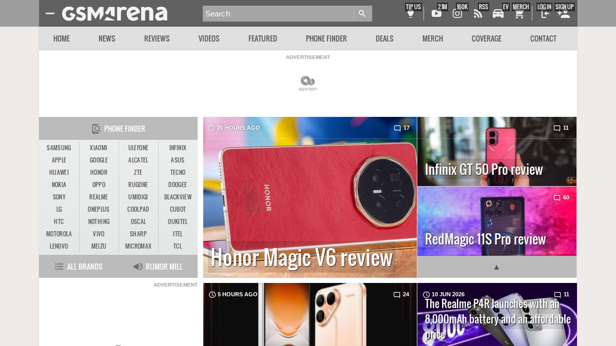gsmarena.com 官网首页截图
