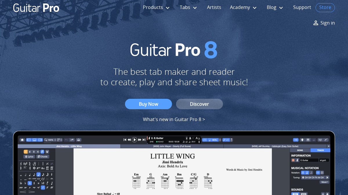 guitar-pro.com 官网首页截图