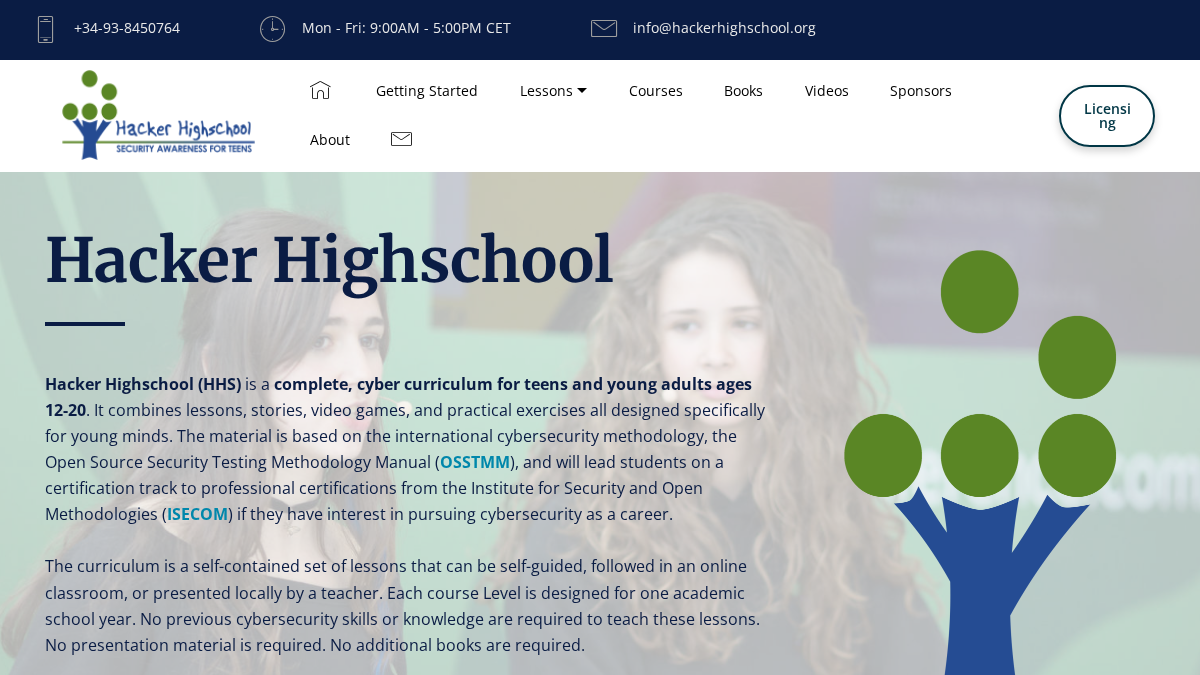 hackerhighschool.org 官网首页截图