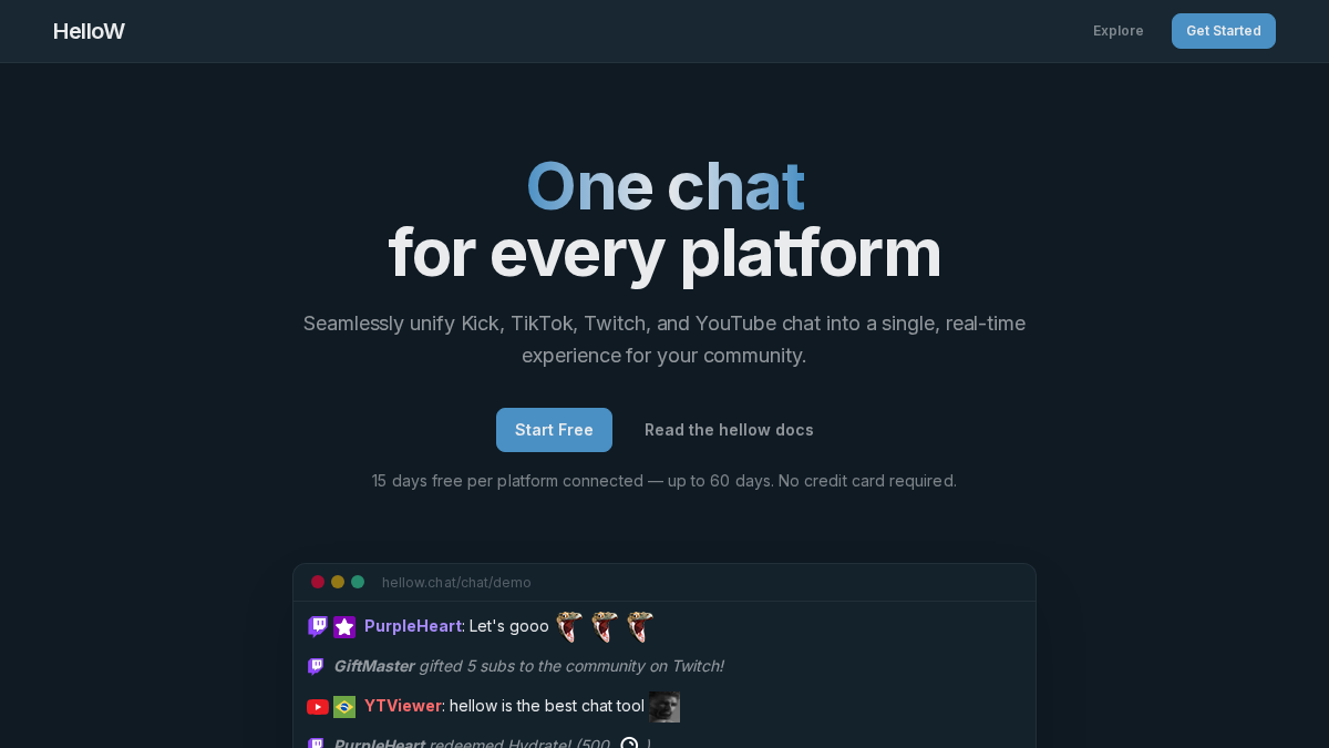 hellow.chat 官网首页截图