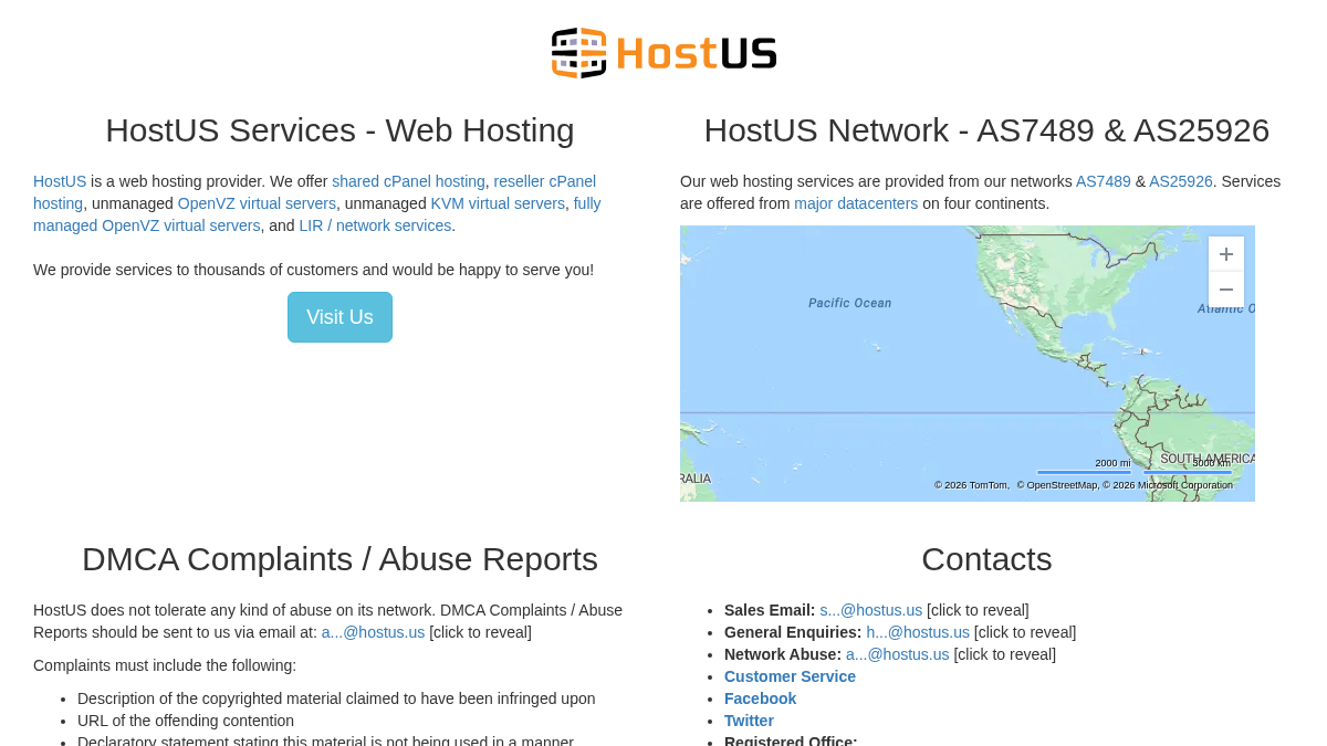 hostus.com 官网首页截图