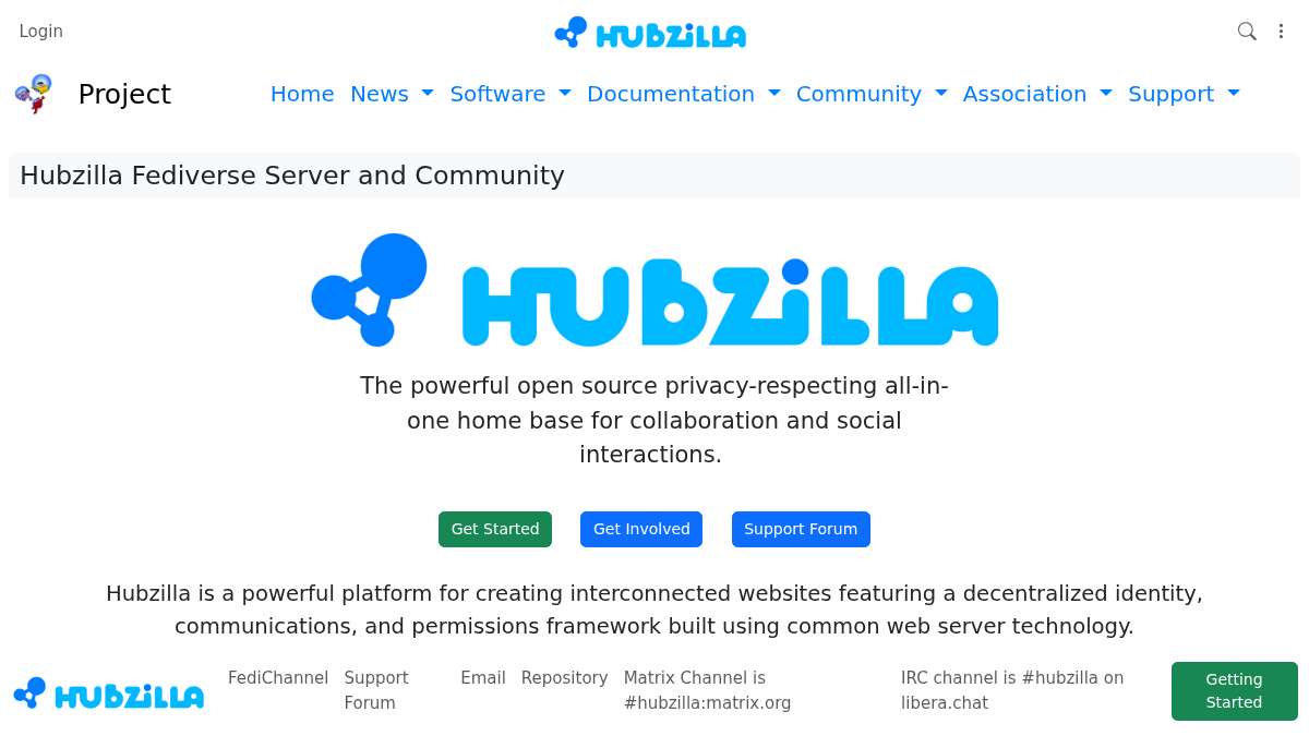 hubzilla.org 官网首页截图