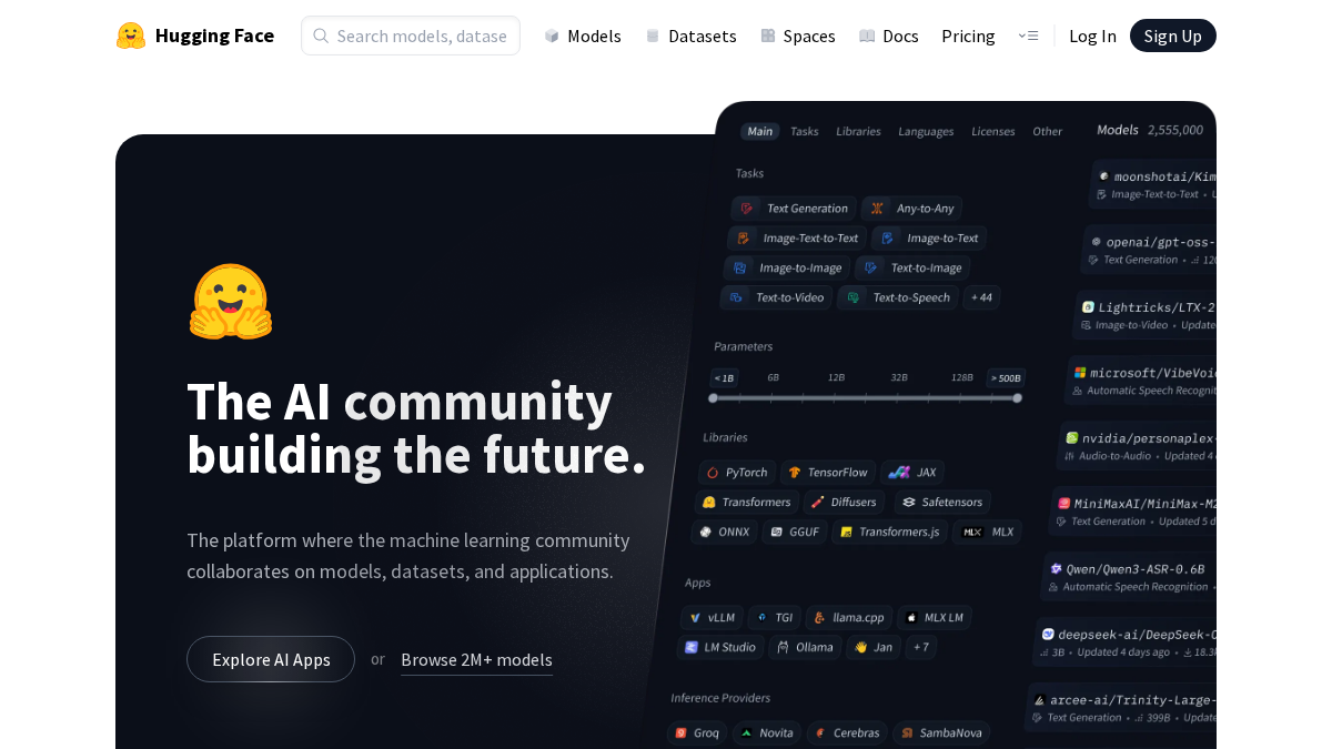 huggingface.co 官网首页截图
