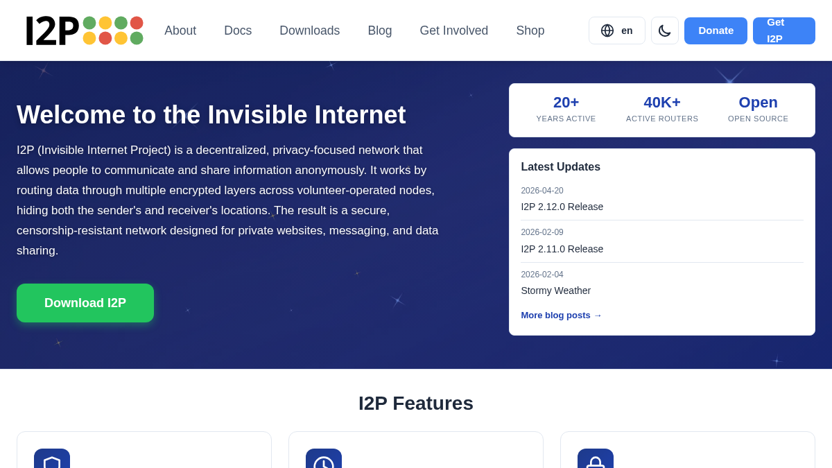 i2p.net 官网首页截图
