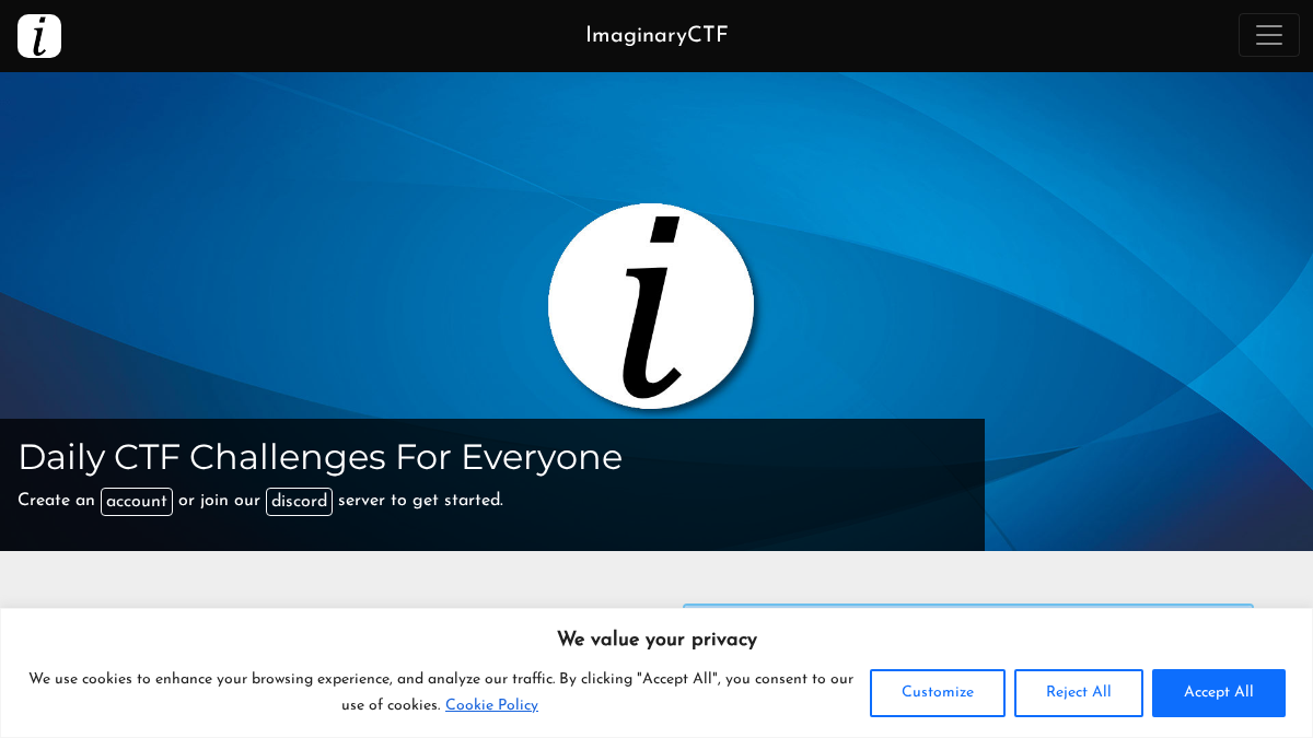 imaginaryctf.org 官网首页截图