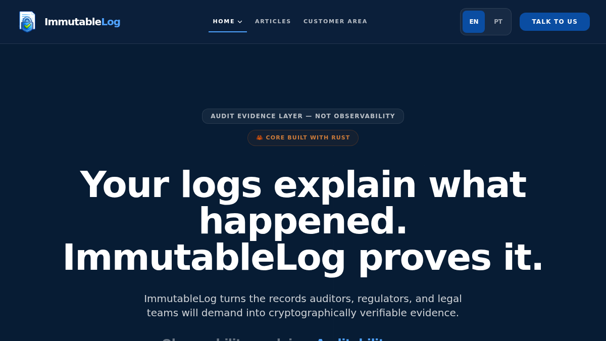 immutablelog.com 官网首页截图