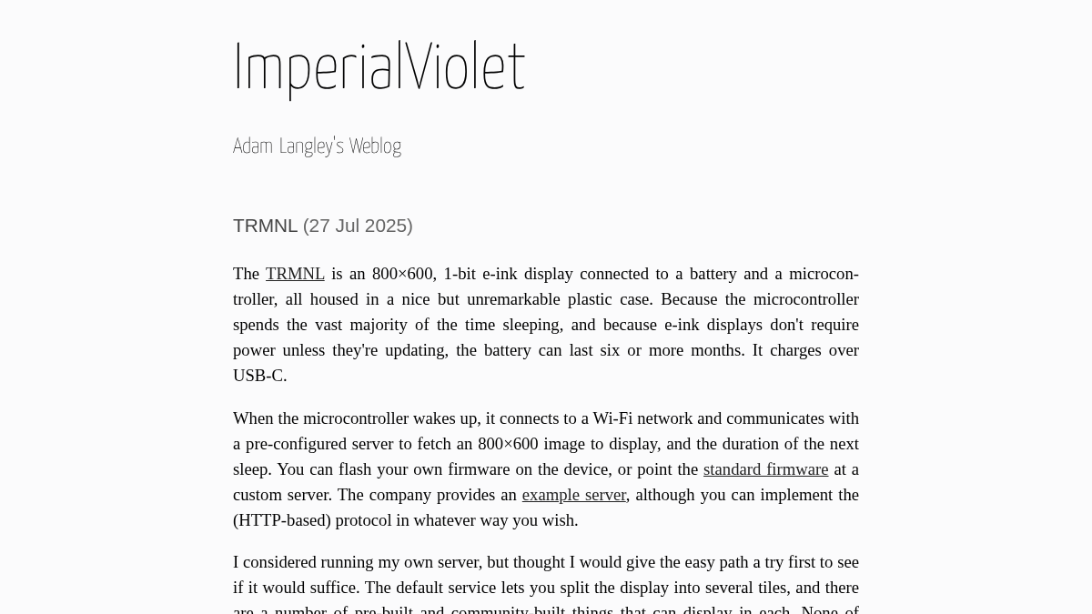 imperialviolet.org 官网首页截图