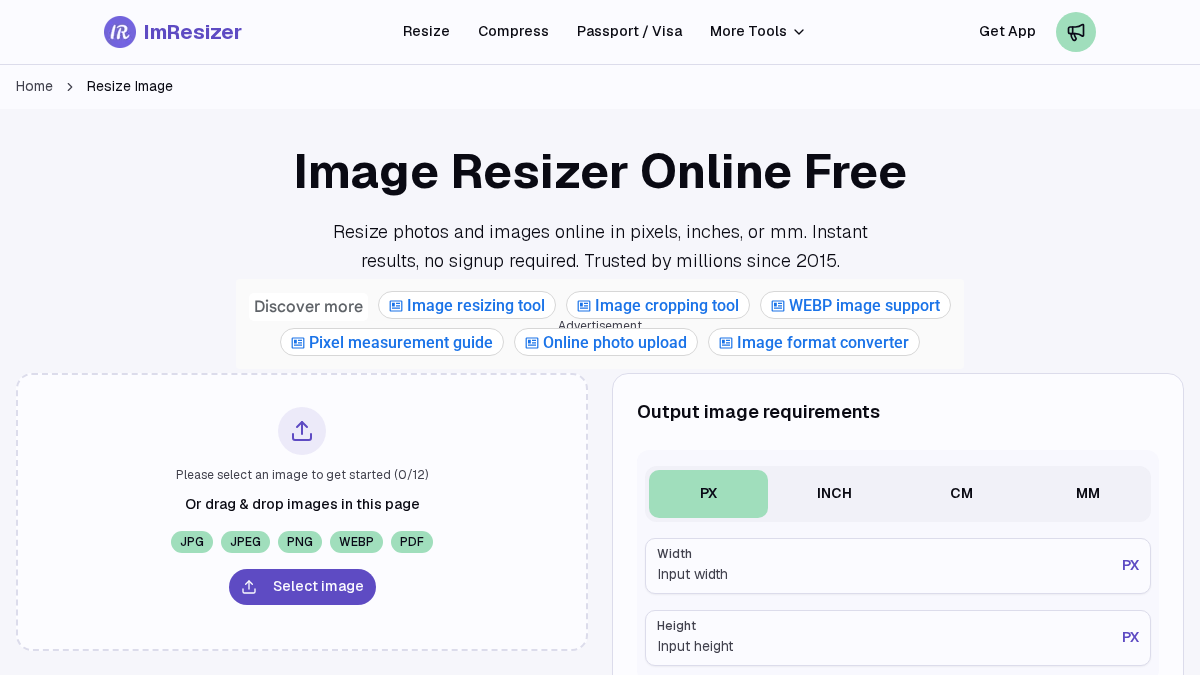 imresizer.com 官网首页截图