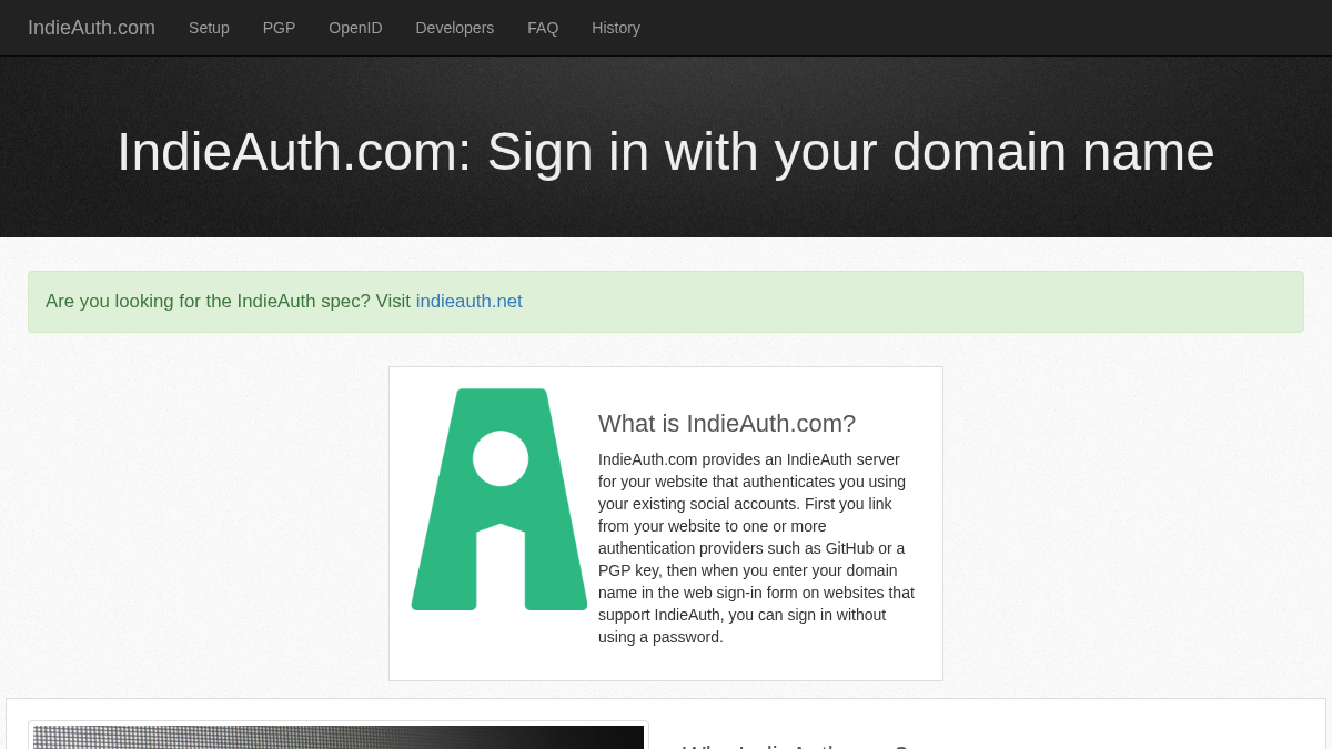 indieauth.com 官网首页截图