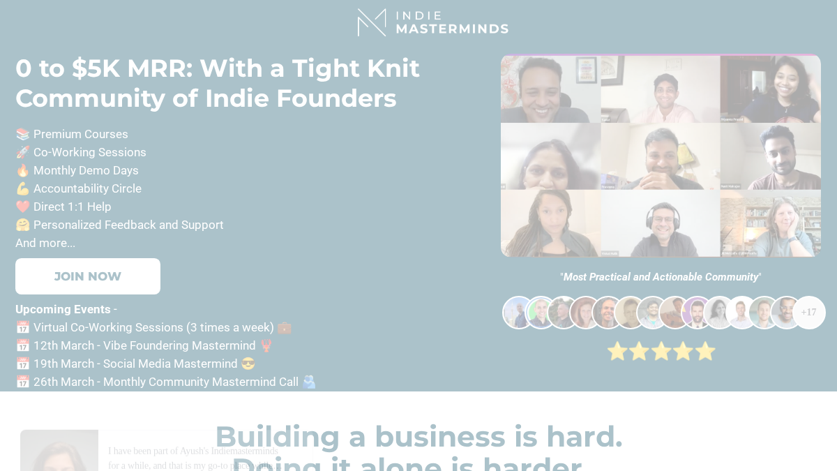 indiemasterminds.com 官网首页截图