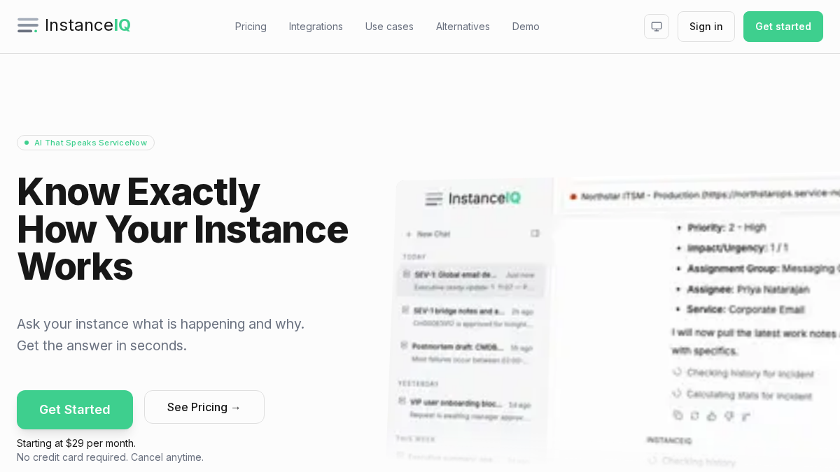 instanceiq.com 官网首页截图