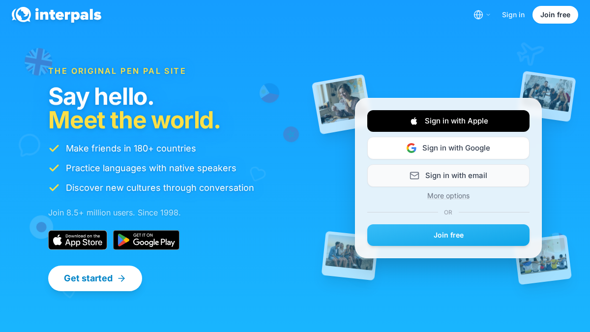 interpals.me 官网首页截图