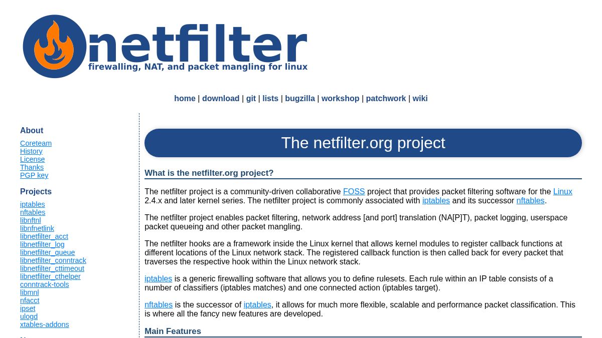 iptables.org 官网首页截图