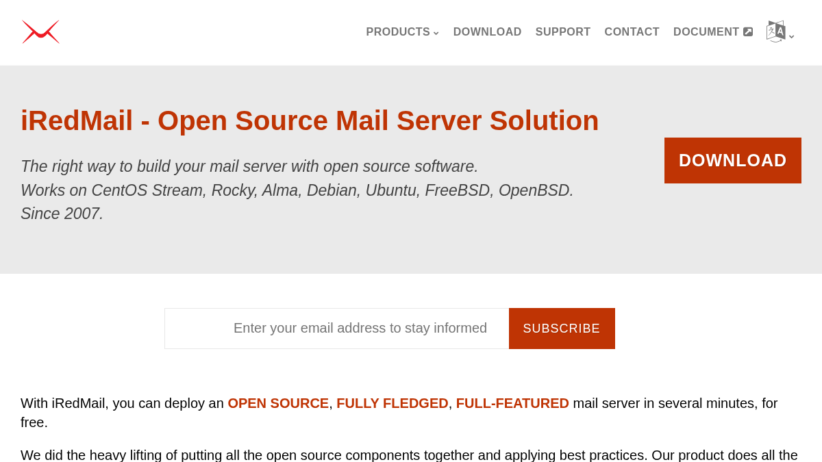 iredmail.com 官网首页截图