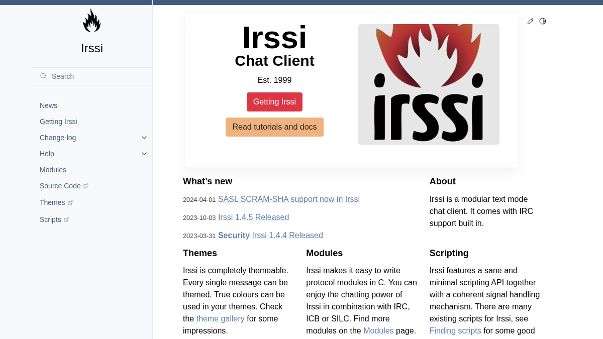 irssi.org 官网首页截图
