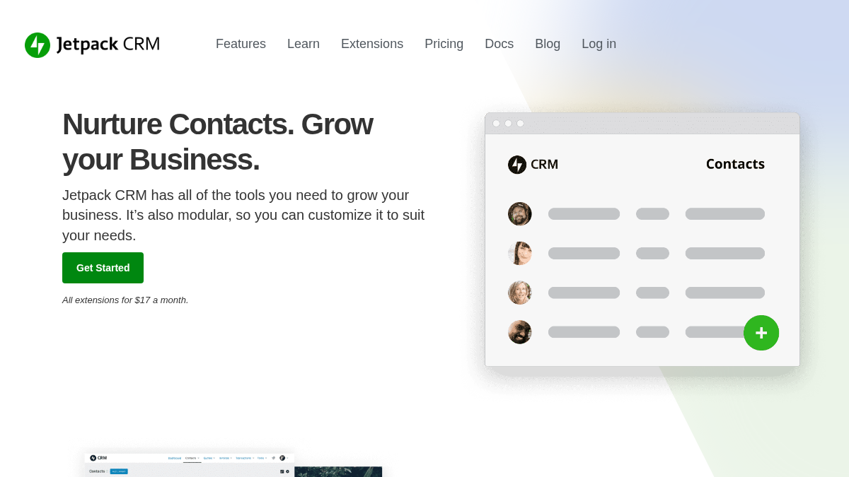 jetpackcrm.com 官网首页截图
