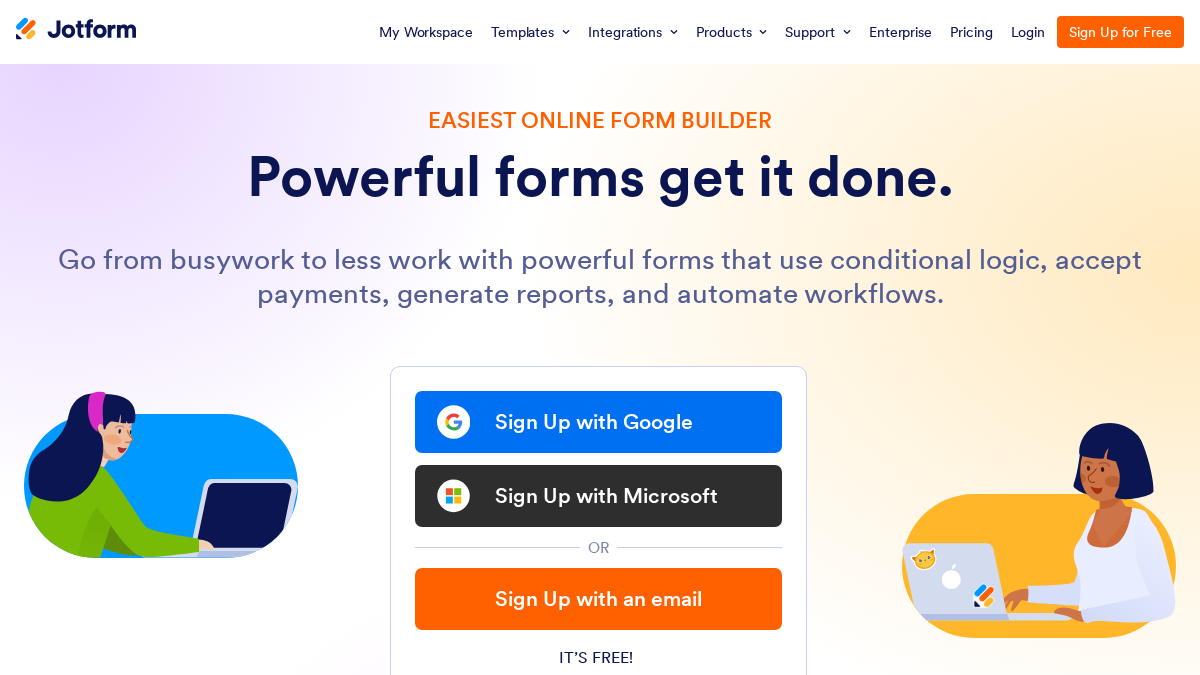 jotform.com 官网首页截图