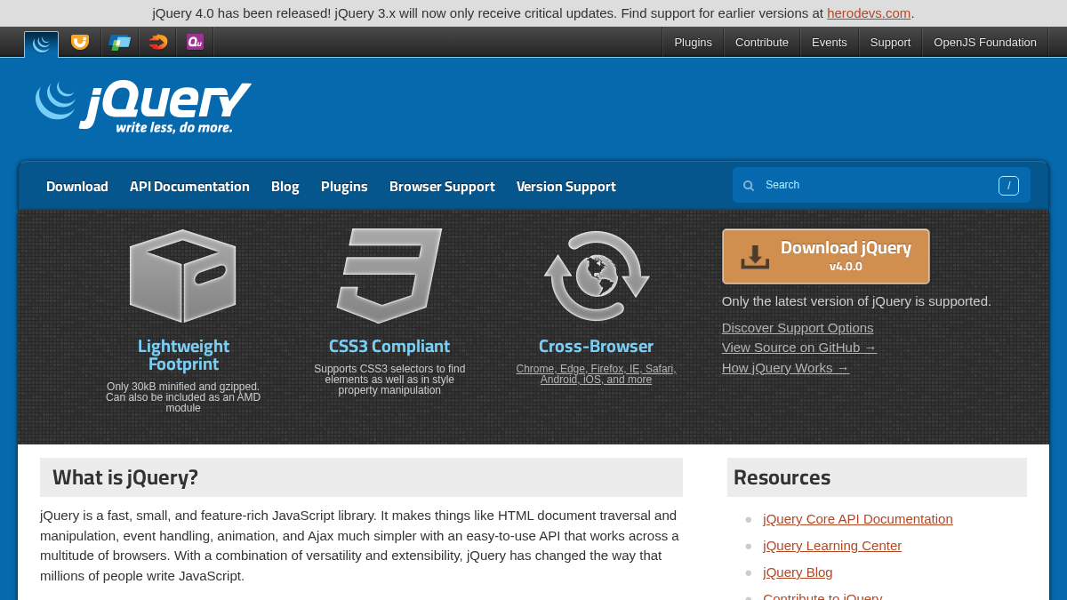 jquery.com 官网首页截图
