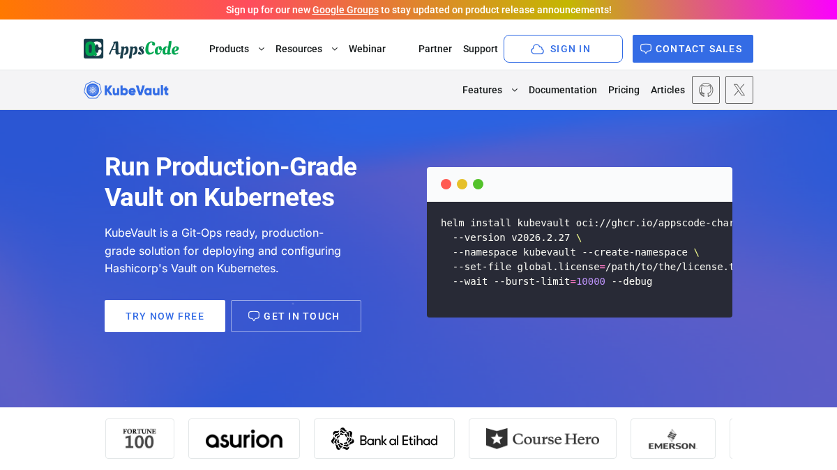kube-vault.com 官网首页截图