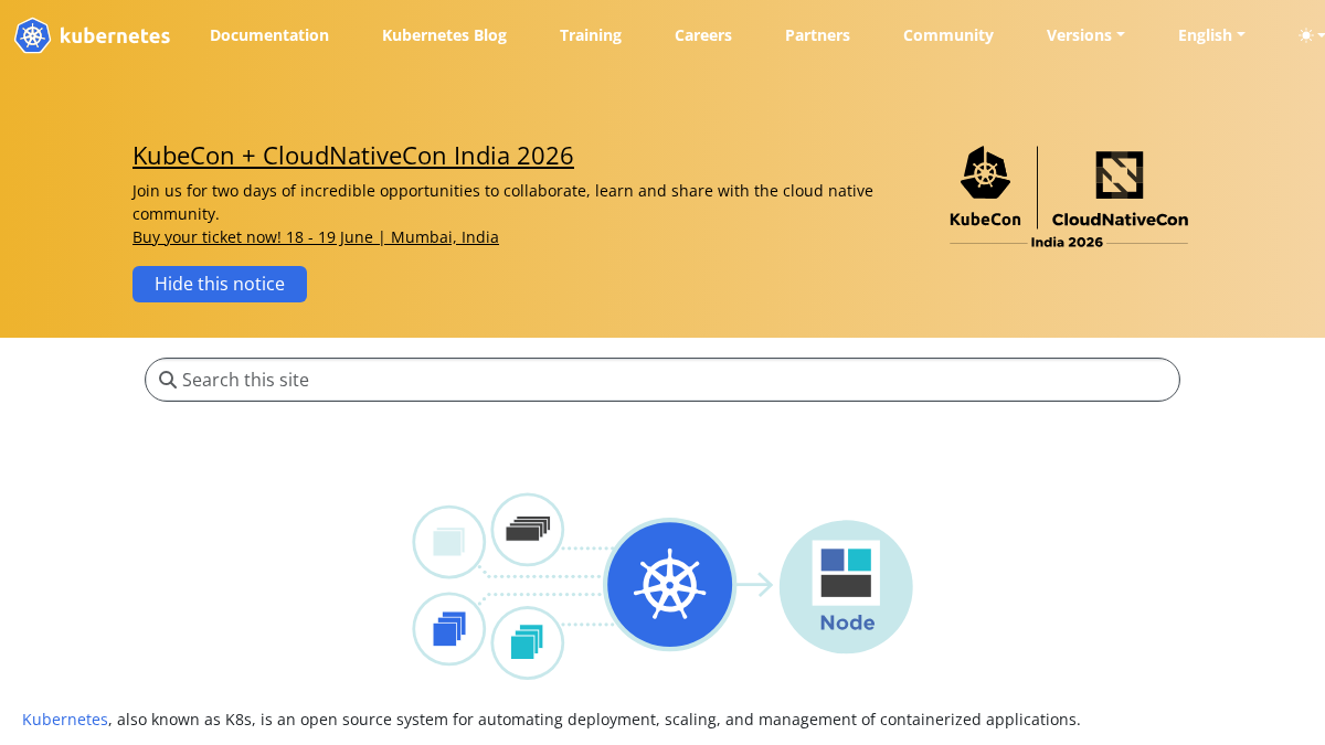 kubernetes.io 官网首页截图