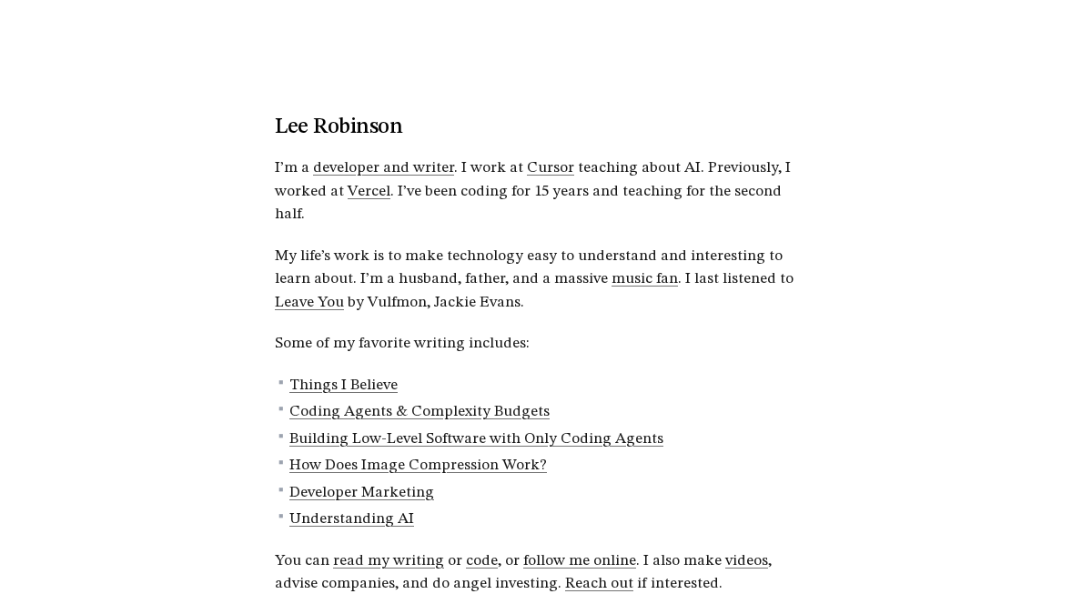 leerob.com 官网首页截图