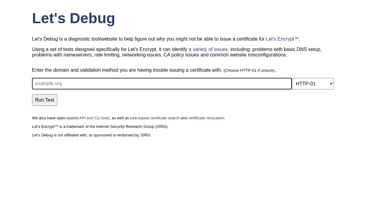 letsdebug.net 官网首页截图
