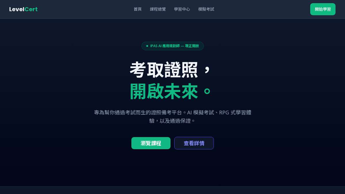 levelcert.com 官网首页截图