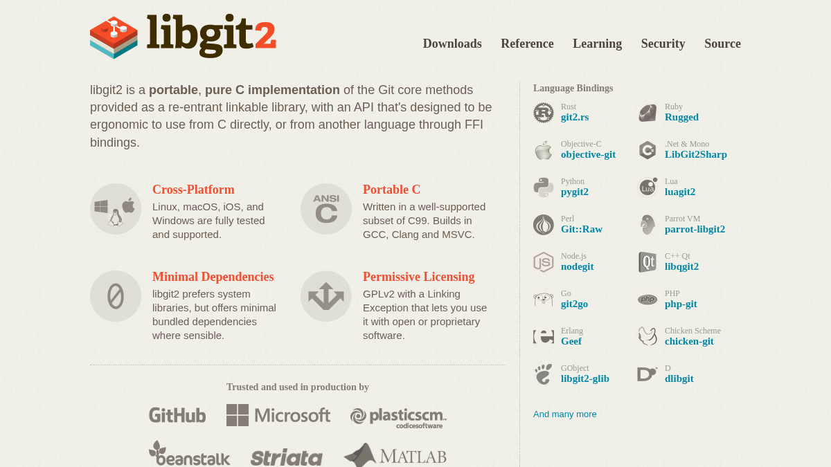 libgit2.org 官网首页截图
