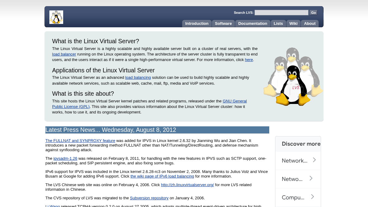 linuxvirtualserver.org 官网首页截图