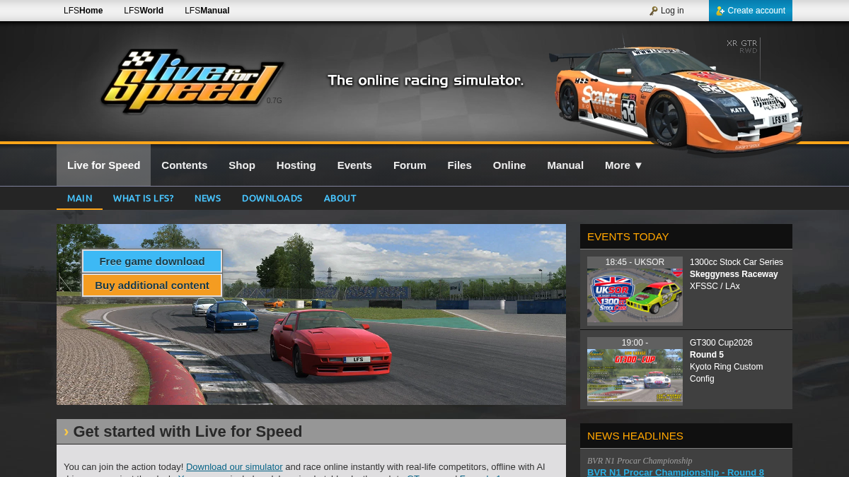 liveforspeed.com 官网首页截图