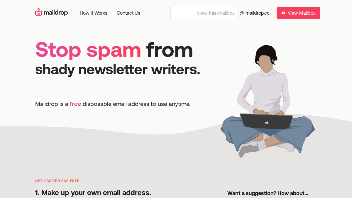 maildrop.cc 官网首页截图