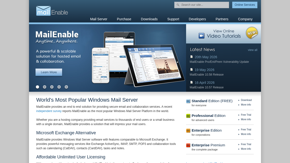 mailenable.com 官网首页截图