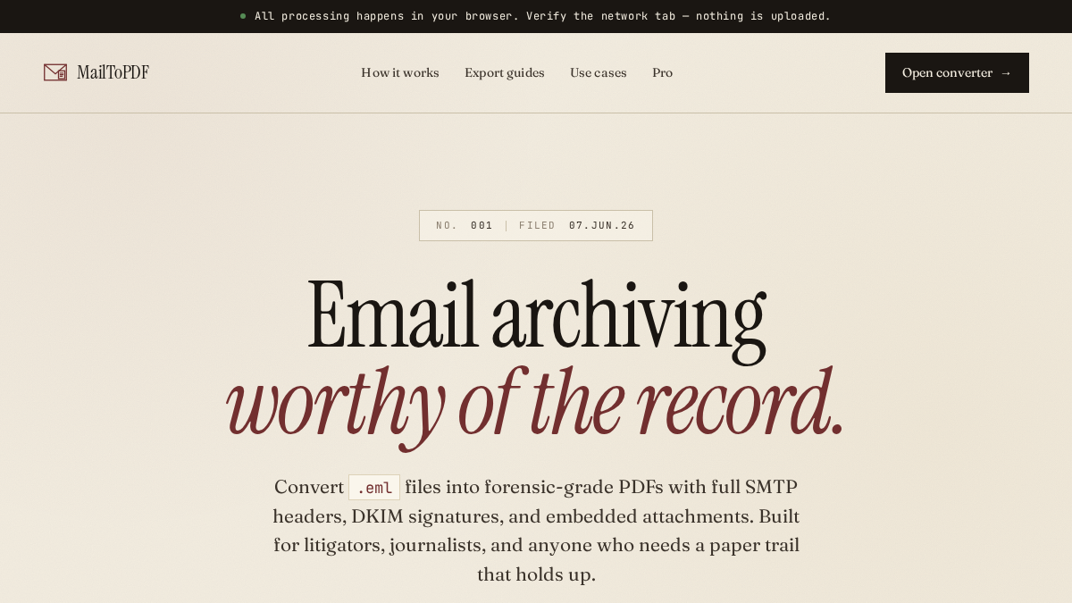 mailtopdf.com 官网首页截图