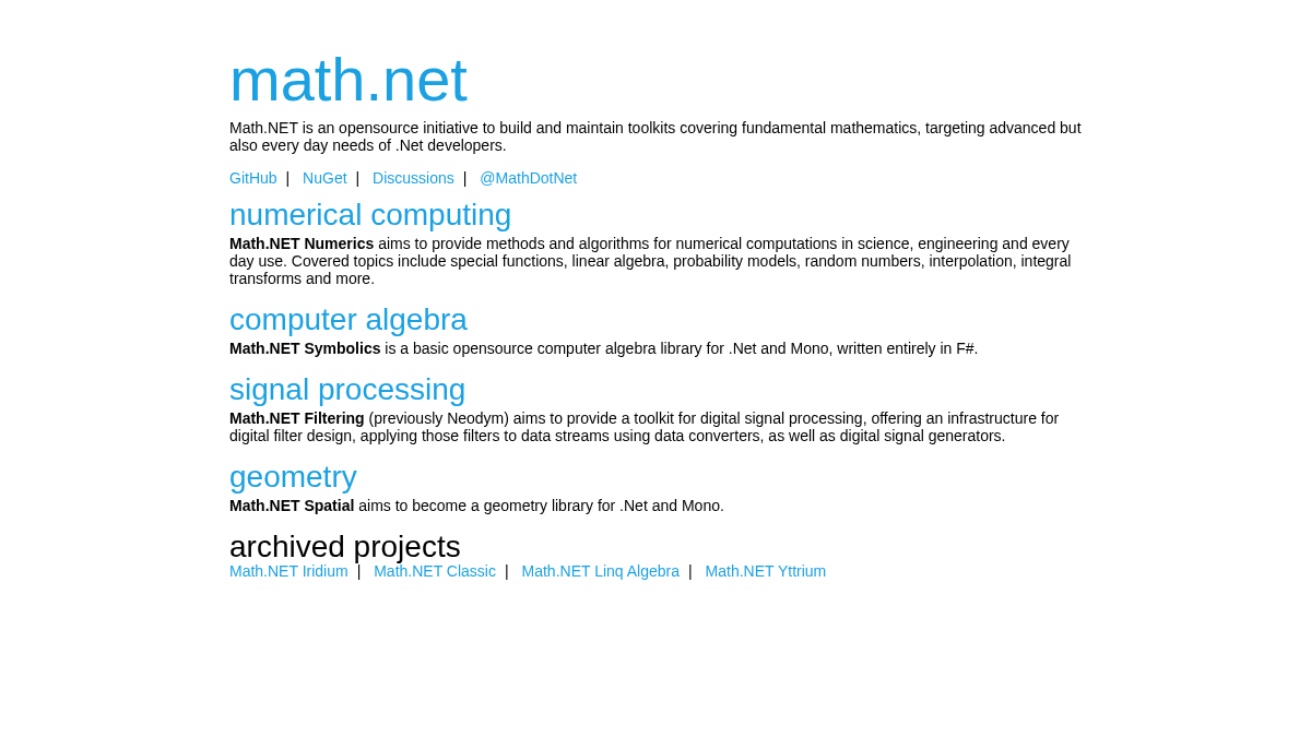 mathdotnet.com 官网首页截图