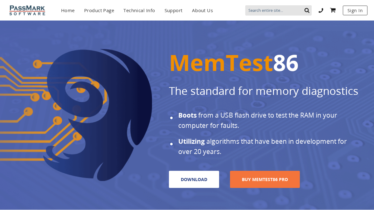 memtest86.com 官网首页截图