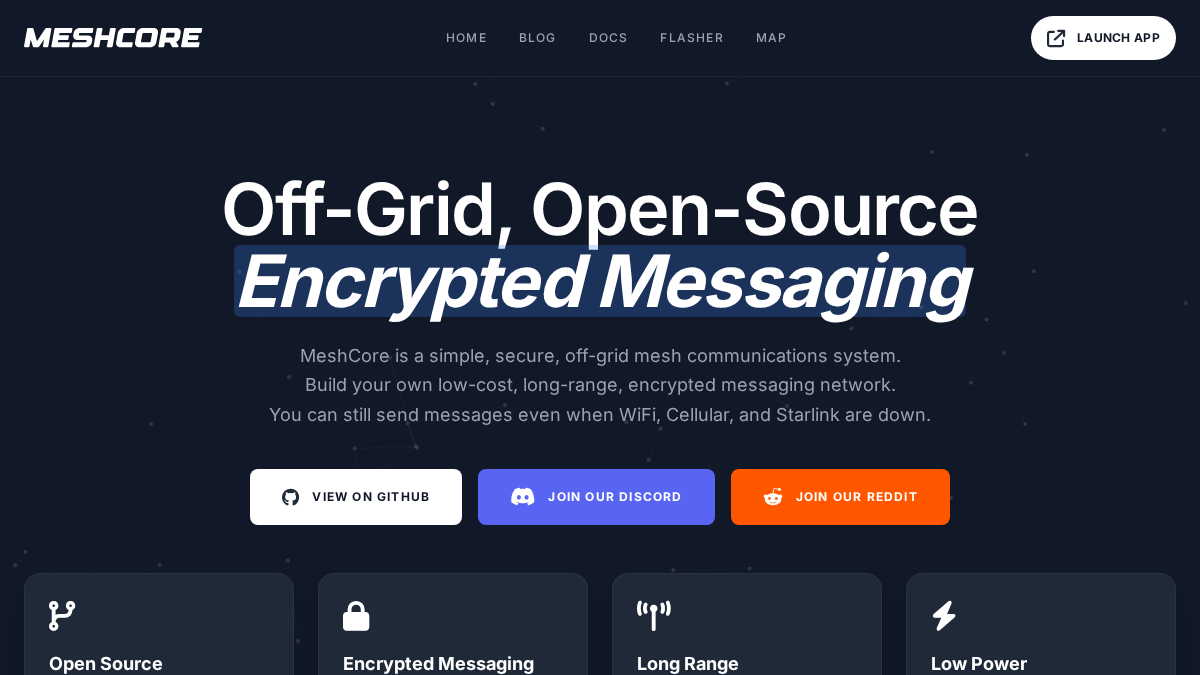 meshcore.io 官网首页截图