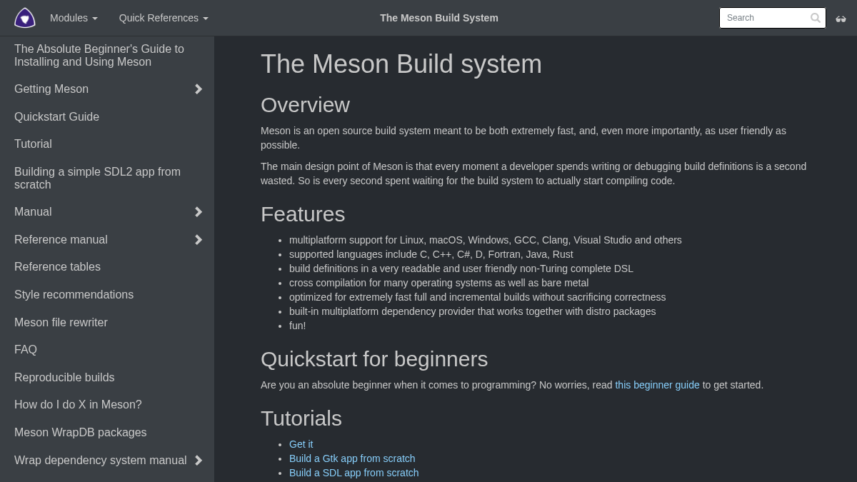mesonbuild.com 官网首页截图