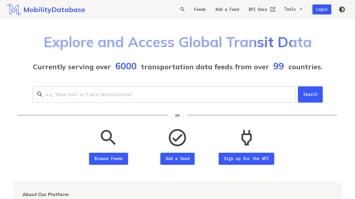 mobilitydatabase.org 官网首页截图