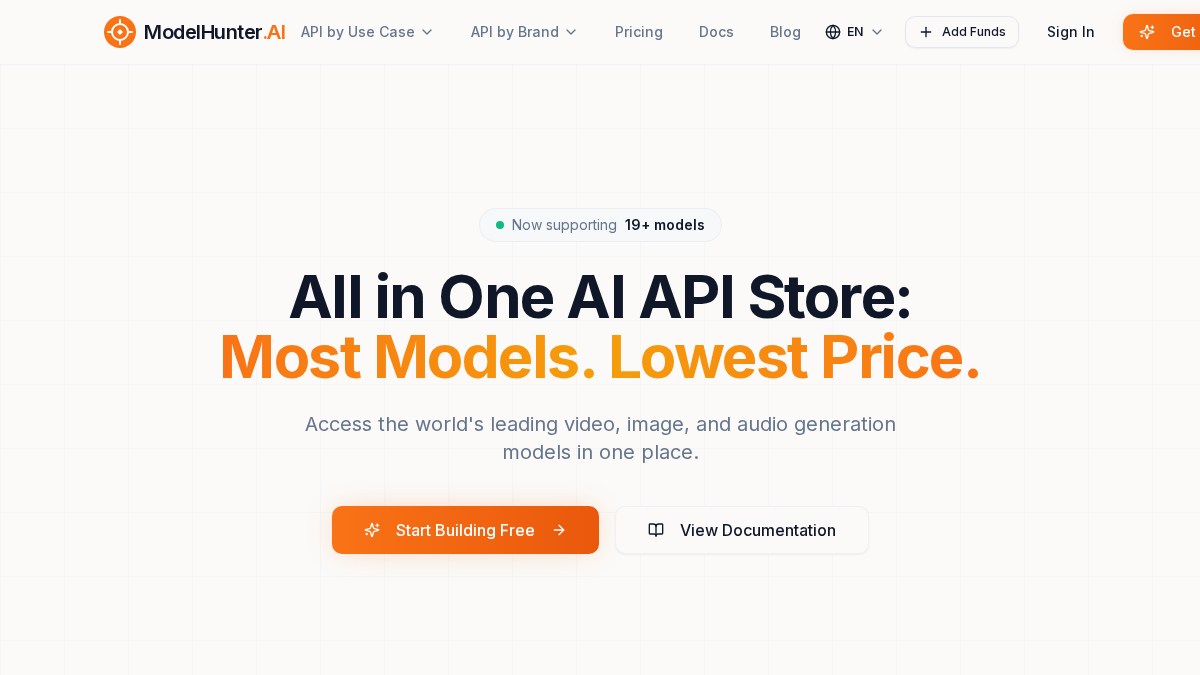 modelhunter.ai 官网首页截图