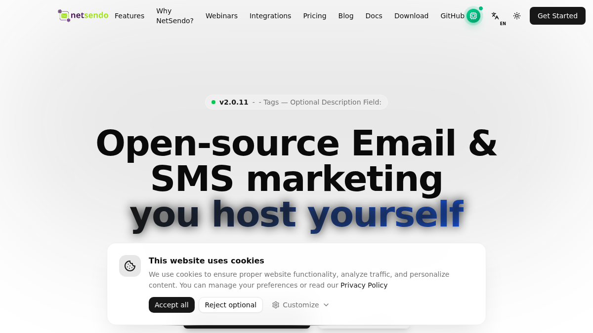 netsendo.com 官网首页截图
