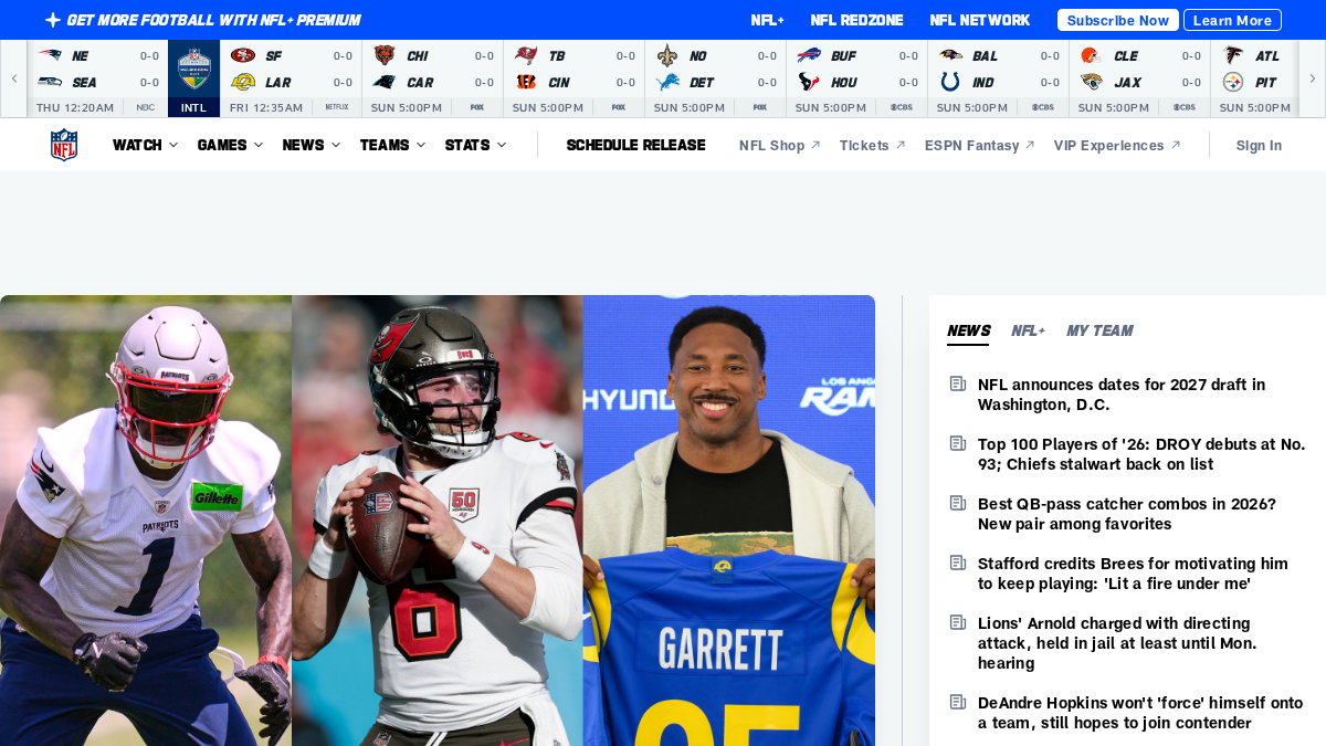 nfl.com 官网首页截图