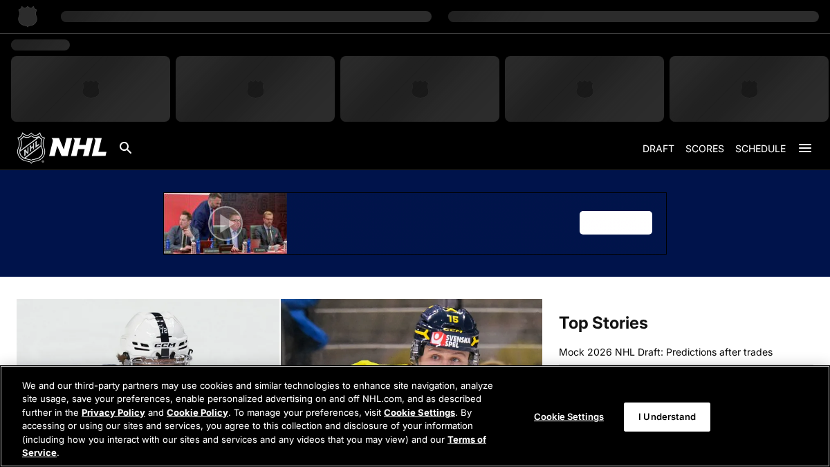 nhl.com 官网首页截图