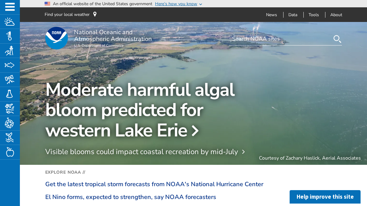 noaa.gov 官网首页截图