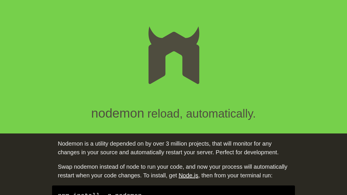 nodemon.io 官网首页截图