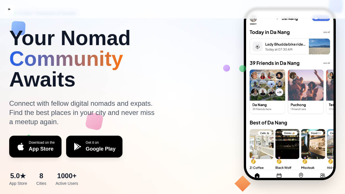 nomadsocial.app 官网首页截图