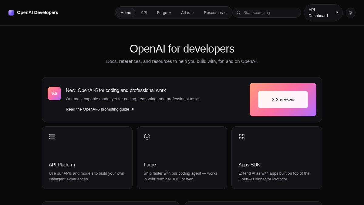 openaidevs.com 官网首页截图