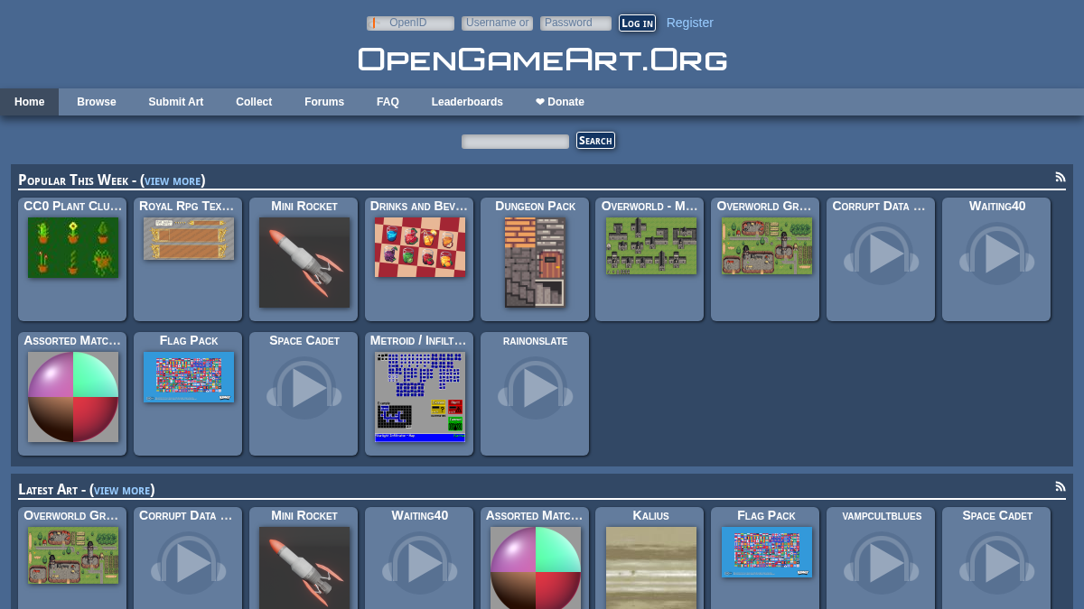 opengameart.org 官网首页截图